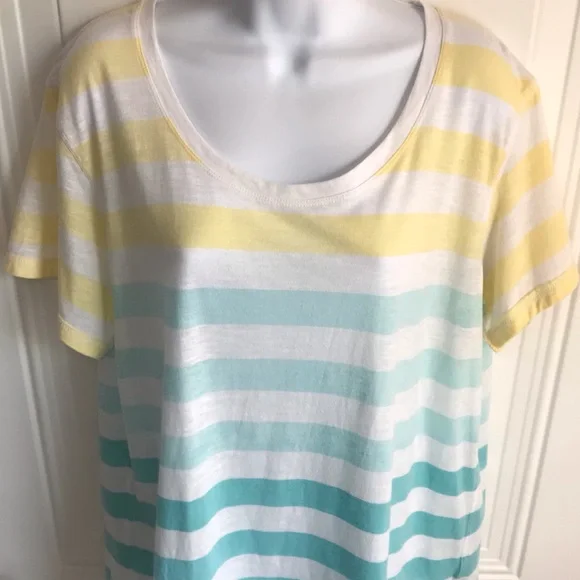 🔴 4/$15 a.n.a Yellow Teal White Stripe Short Sleeve Relaxed Fit T-Shirt size XL - Picture 6 of 14